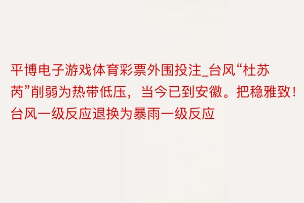 平博电子游戏体育彩票外围投注_台风“杜苏芮”削弱为热带低压,当今已到安徽。把稳雅致!台风一级反应退换为暴雨一级反应