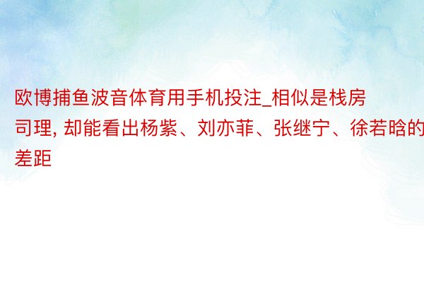 欧博捕鱼波音体育用手机投注_相似是栈房司理, 却能看出杨紫、刘亦菲、张继宁、徐若晗的差距