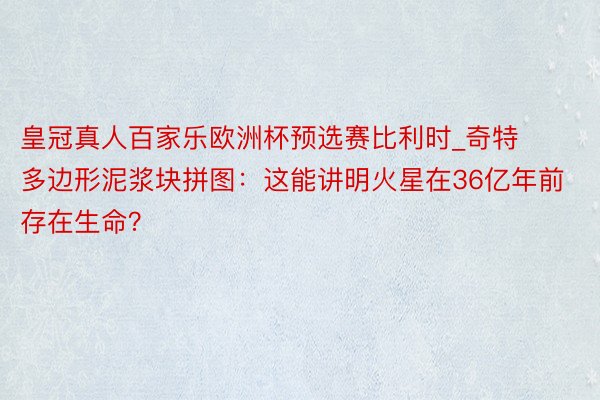 皇冠真人百家乐欧洲杯预选赛比利时_奇特多边形泥浆块拼图：这能讲明火星在36亿年前存在生命？