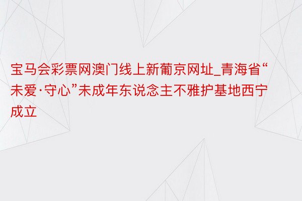 宝马会彩票网澳门线上新葡京网址_青海省“未爱·守心”未成年东说念主不雅护基地西宁成立